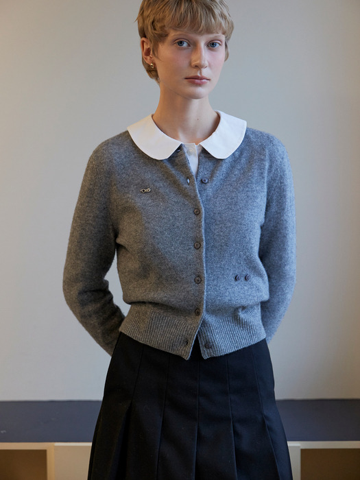 CASHMERE BLENDED WOOL CARDIGAN_MELANGE GREY