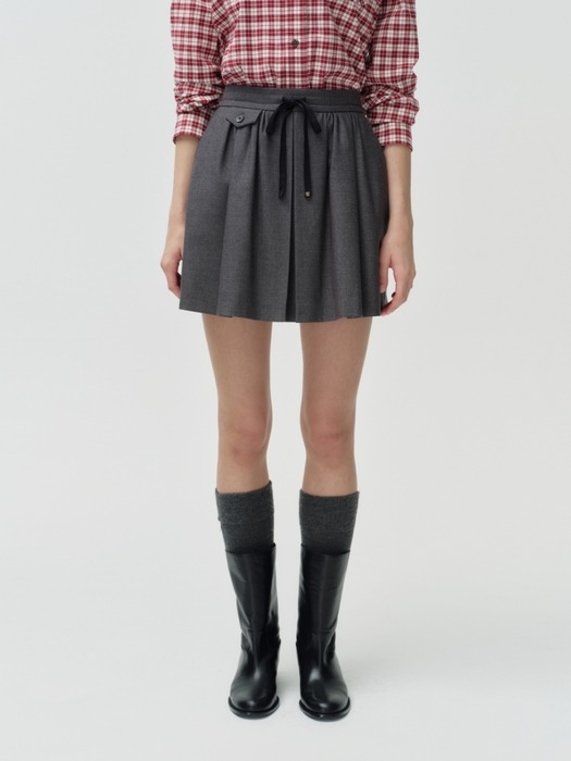 ribbon shirring skirt - charcoal