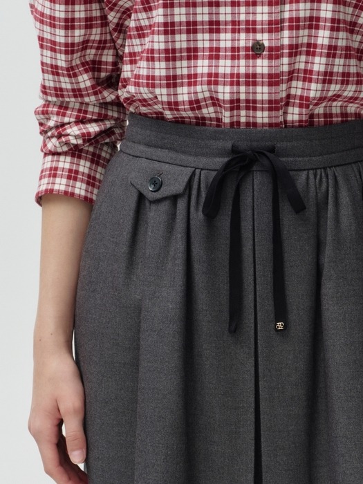 ribbon shirring skirt - charcoal