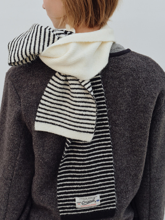 [선물포장] COLOR BLOCK KNIT MUFFLER - 4color