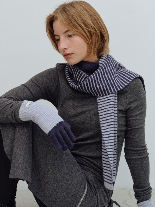 [선물포장] COLOR BLOCK KNIT MUFFLER - 4color