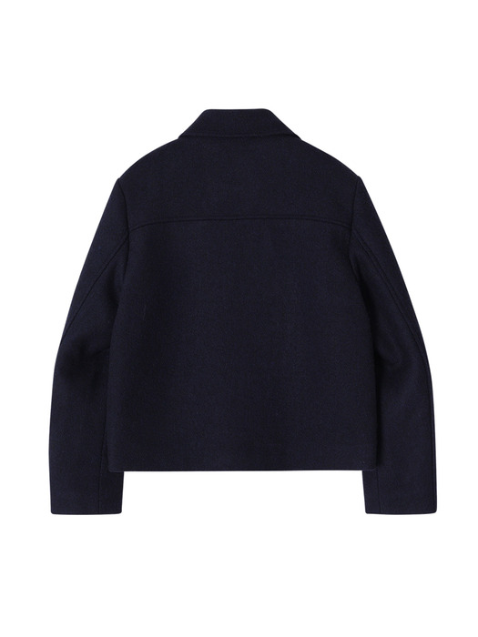 STUD WOOL SHORT COAT_NAVY