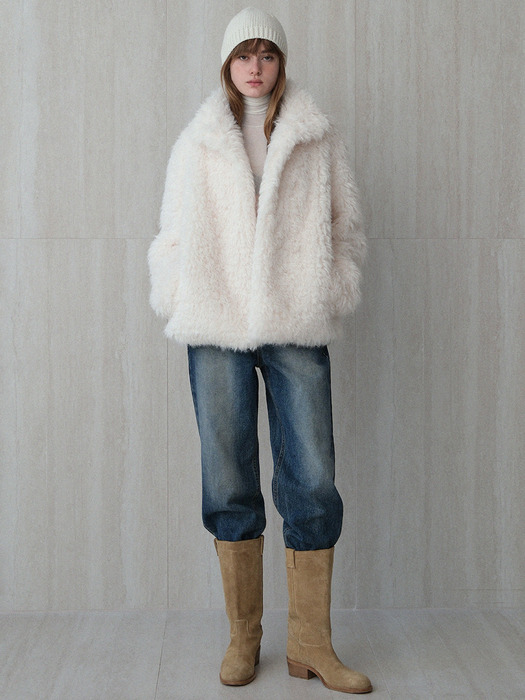 vintage fur half coat (ivory)