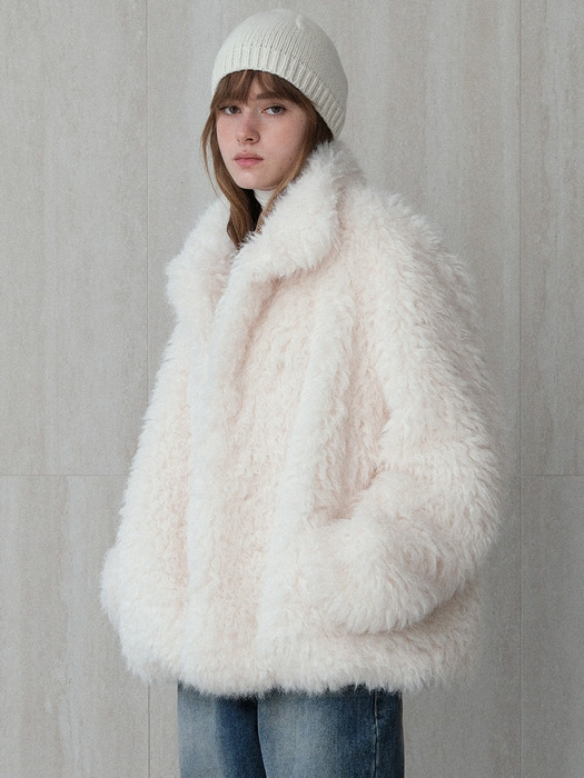 vintage fur half coat (ivory)