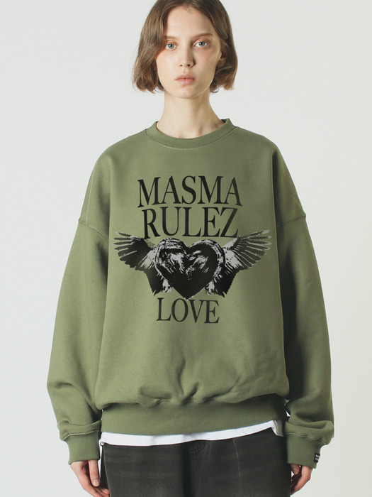 Heart of wings sweatshirt _ Khaki