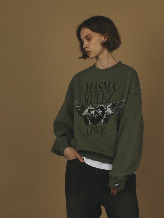 Heart of wings sweatshirt _ Khaki