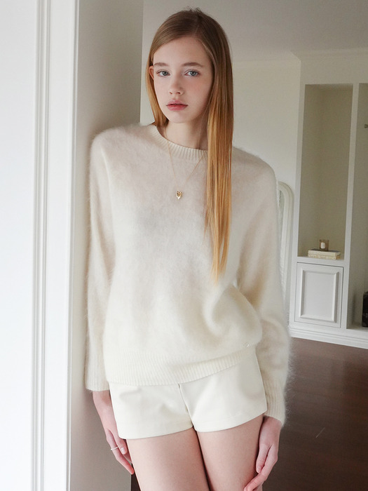 CASHMERE 100 HAIRY KNIT_TT5S301IV