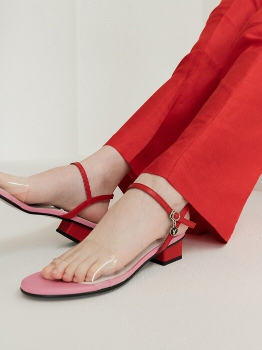 Petal capture clear sandal_Pink+Red