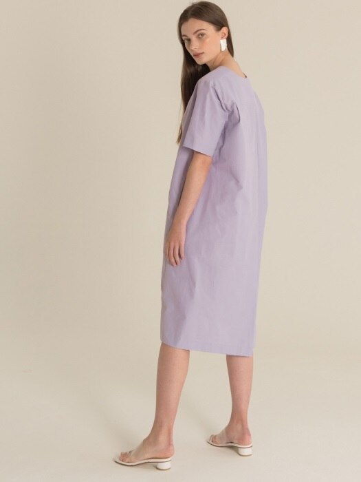 SHIRRING V-NECK DRESS (lavender)
