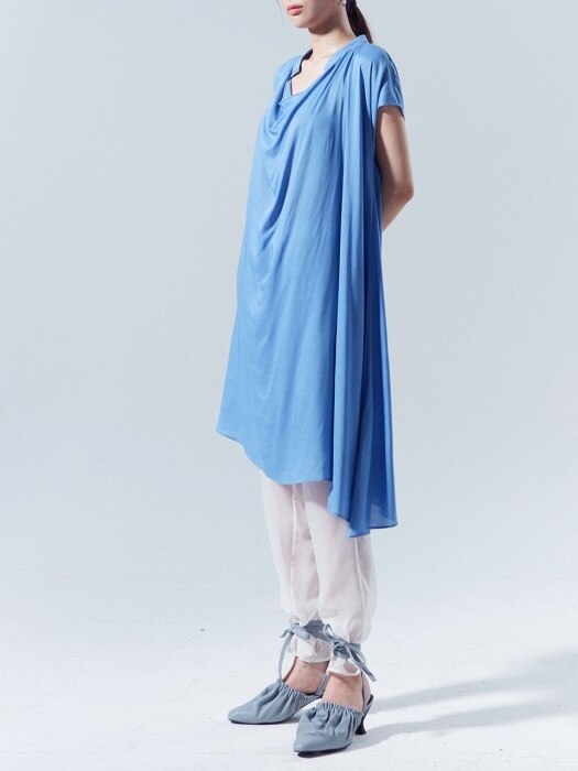 Draped Midi Dress_BLUE
