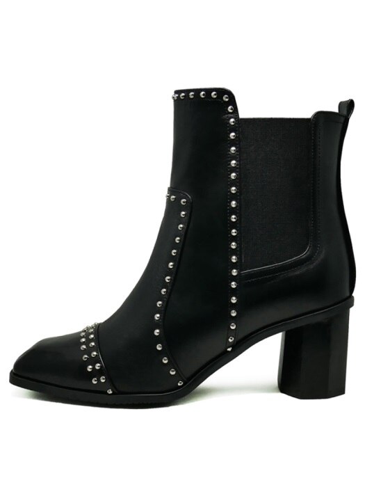 JDB17014_METAL SILVER POINT ANKLE BOOTS_BLACK