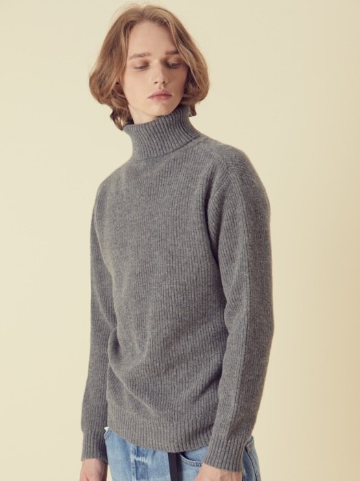 Wool80 Turtle neck Knit - Grey