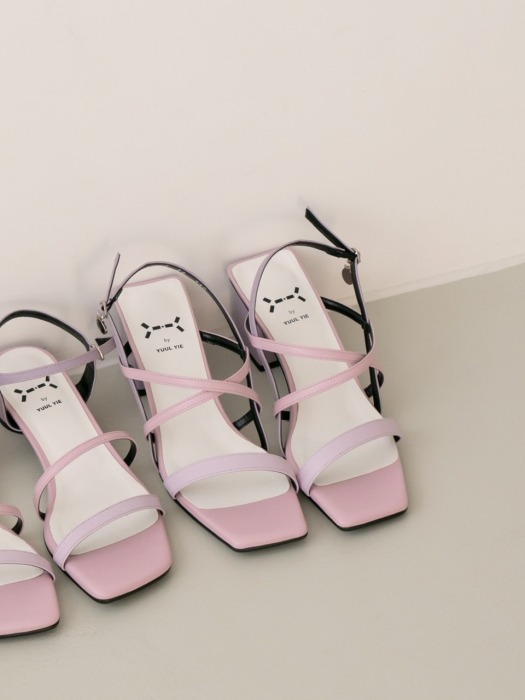 Meringue strap sandals 6cm / YY8S-S22 Lavender pink gradation