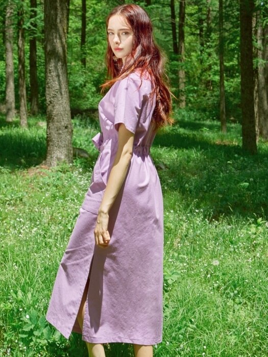 iuw0120 tie_waist cotton shirtdress (purple)