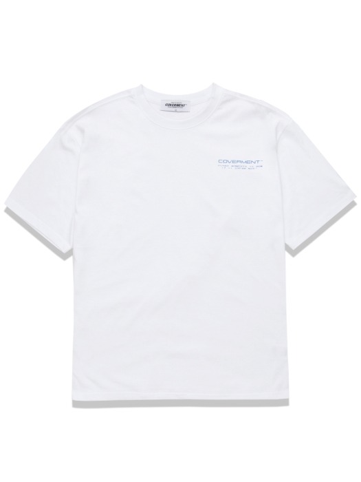 Side Vertical Big Logo Print Over-Fit TEE WHITE(BLUE)