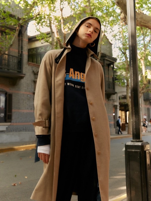 Single Button Hood Trench Coat in check_VW9AR0480