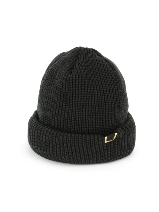 DOUBLE ROLL UP BEANIE / AC / BLACK CHARCOAL