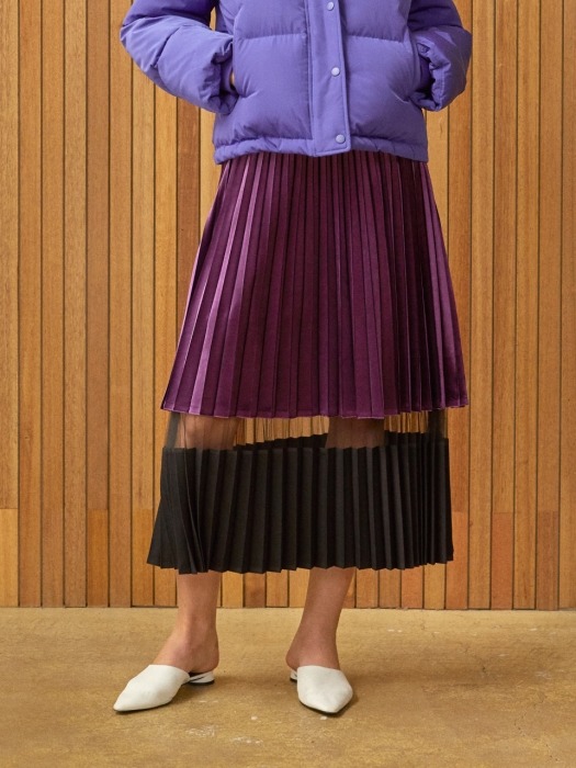 velvet pleats skirt Purple