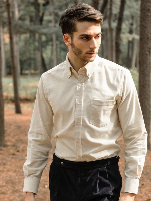 Corduroy Button Down Collar shirt (Cream)