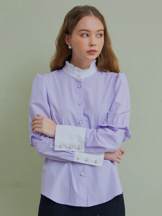 LAVENDER FRILL PUFF BLOUSE