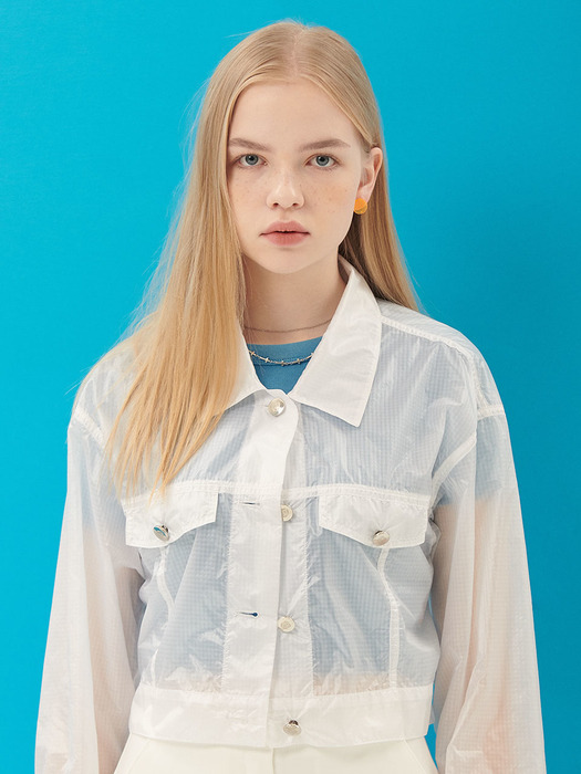 Clear Check Trucker Jacket [WHITE]