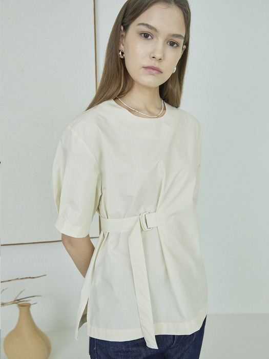BALLOON BELTED BLOUSE_CR