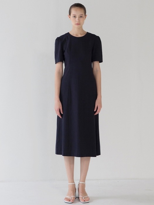 Puff Sleeve Line dress - Navy