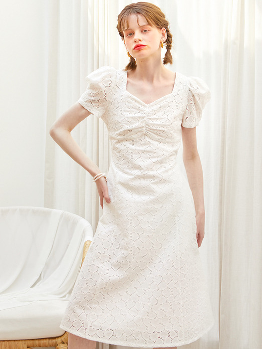 Square Neck Midi Dress_ White
