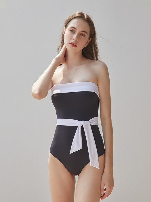 Belted swimsuit Black