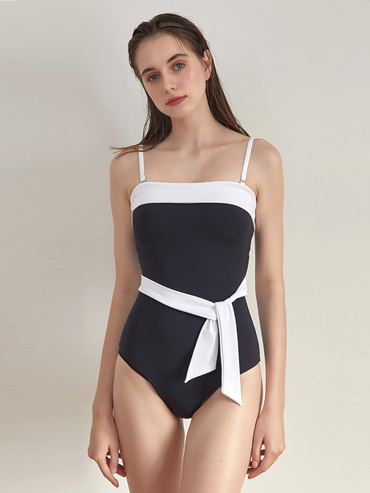 Belted swimsuit Black