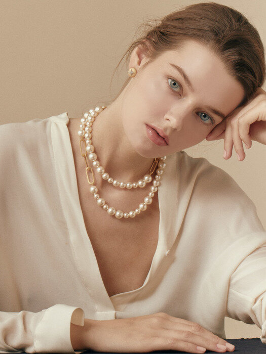 Trinity pearl chain neckace (L)