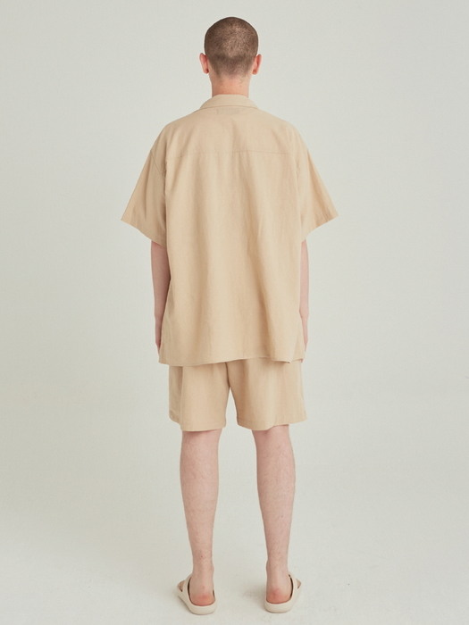 SAFARI LINEN WIDE SHORT_LIGHT BEIGE