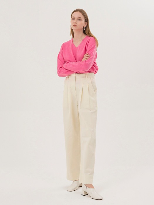 Tuck Cotton Pants - Lemon