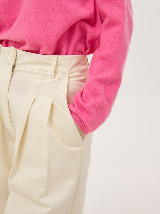 Tuck Cotton Pants - Lemon