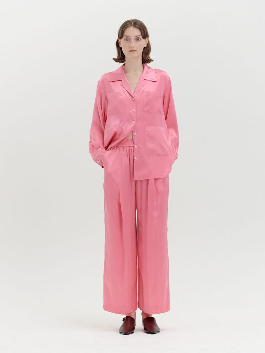 QENEZ Silk Wide Pants - Pink