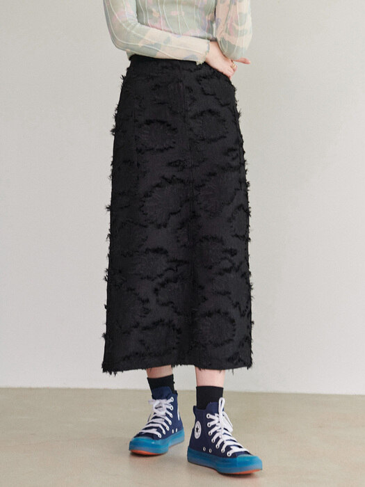 Long Fur skirt - Black