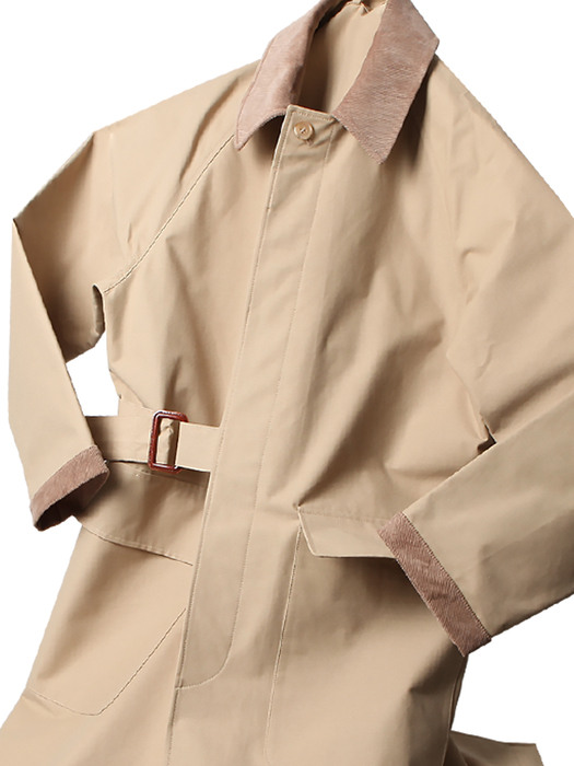 SOFARTOGO  beige MOOSEKNUCKLES blend cotton TIE - LOCKEN coat  