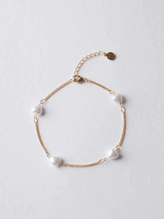 ARb20502_Heart Pearl Chain Bracelet