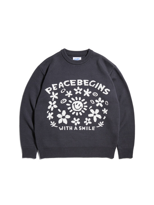 PEACE BEGINS SS KNIT (BLACK)