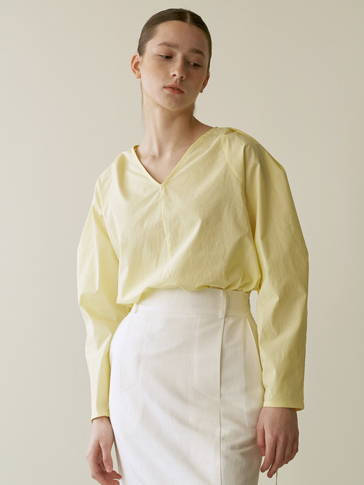 Volume cotton blouse - Yellow