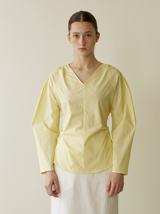 Volume cotton blouse - Yellow