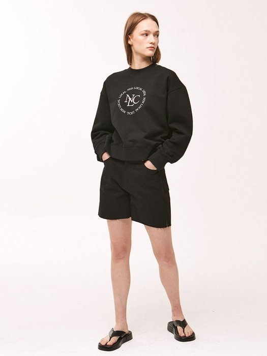 Circle Logo Crop Sweatshirt - Black