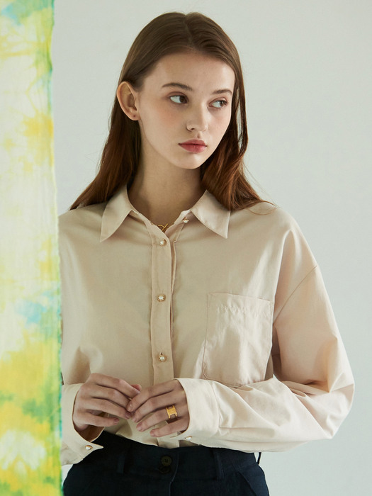 J720 pearl button basic shirts (pink)