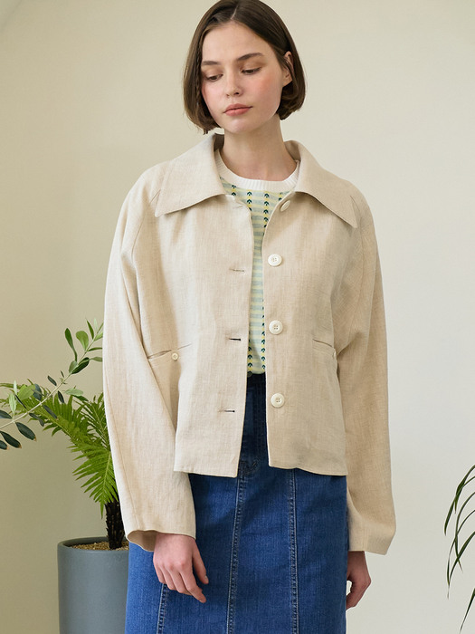 monts 1311 linen cropped jacket -beige (natural beige)