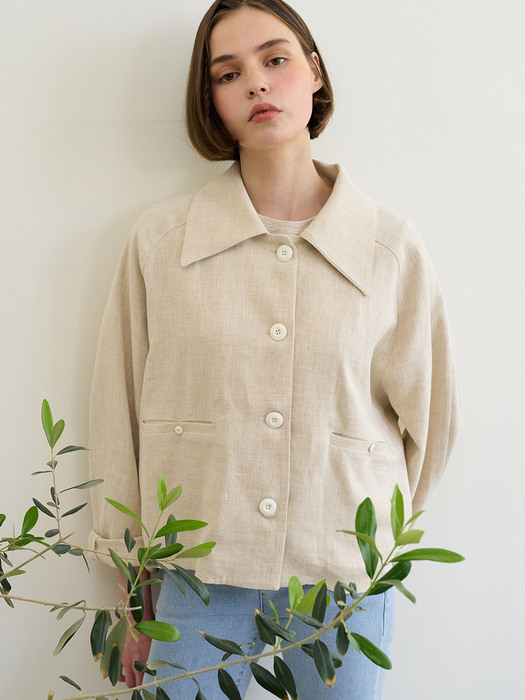 monts 1311 linen cropped jacket -beige (natural beige)