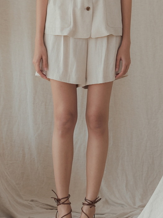 Linen wide shorts