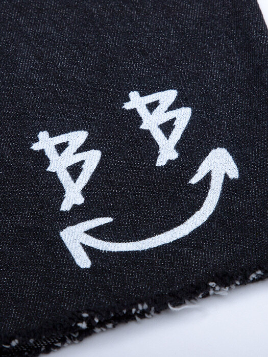 BBD Smile Graffiti Logo Denim Shorts (Black)