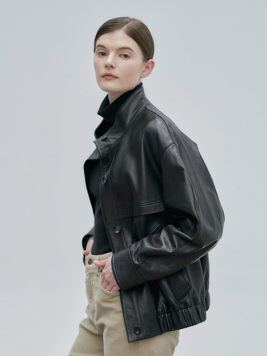 21FN leather blouson jacket [BK]