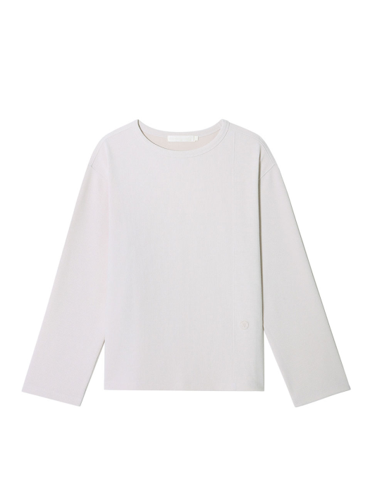 W SYMBOL-EMBROIDERED LOUNGE LONG-SLEEVED TEE ivory