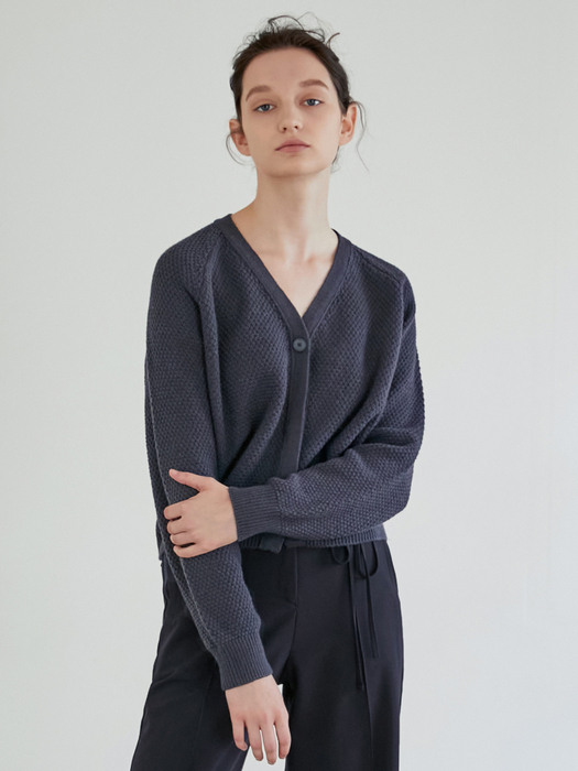 CASHMERE HIDDEN CARDIGAN_French charcoal